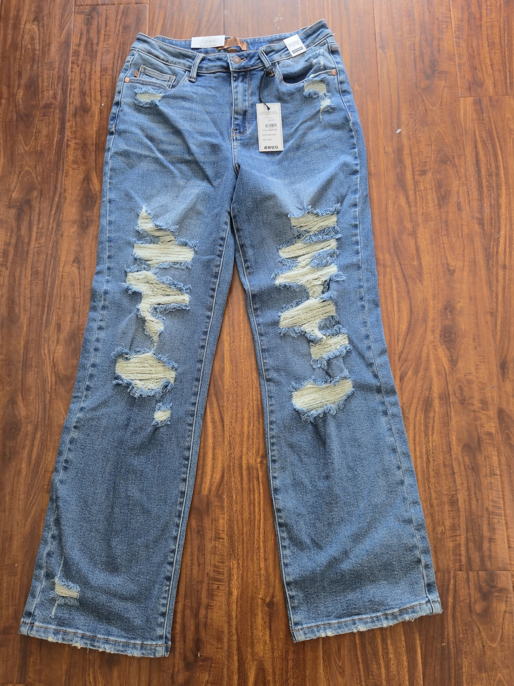 Judy Blue High Waist Straight Fit Distressed Jeans 9/29 NWT Medium Wash